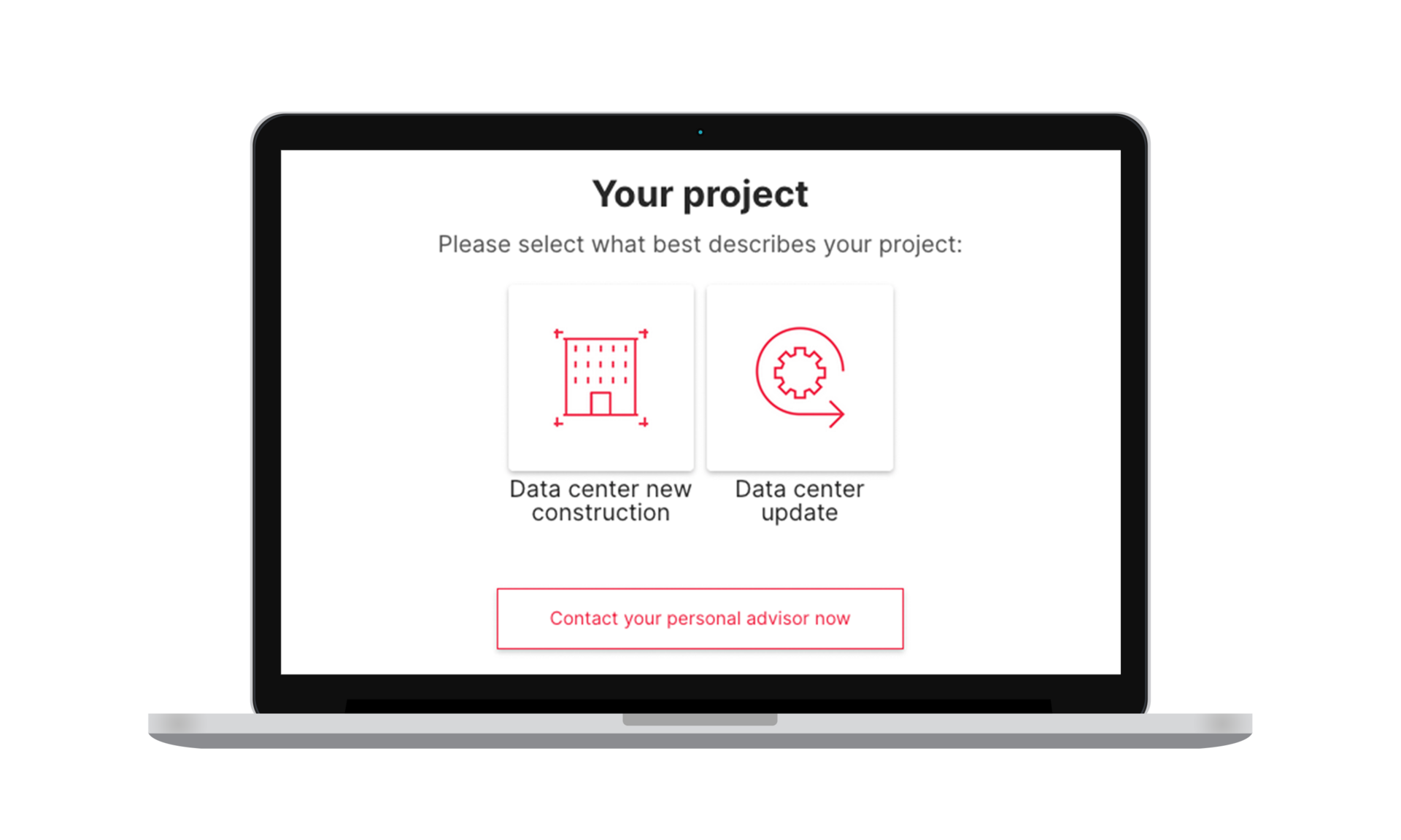 Illustration of a screen showing excerpts from the configurator for data centers