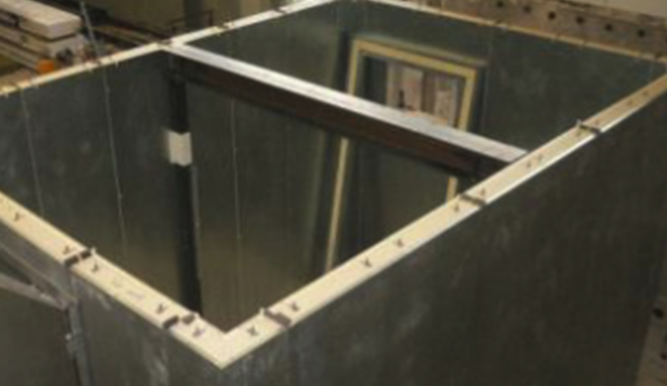A container open at the top with door