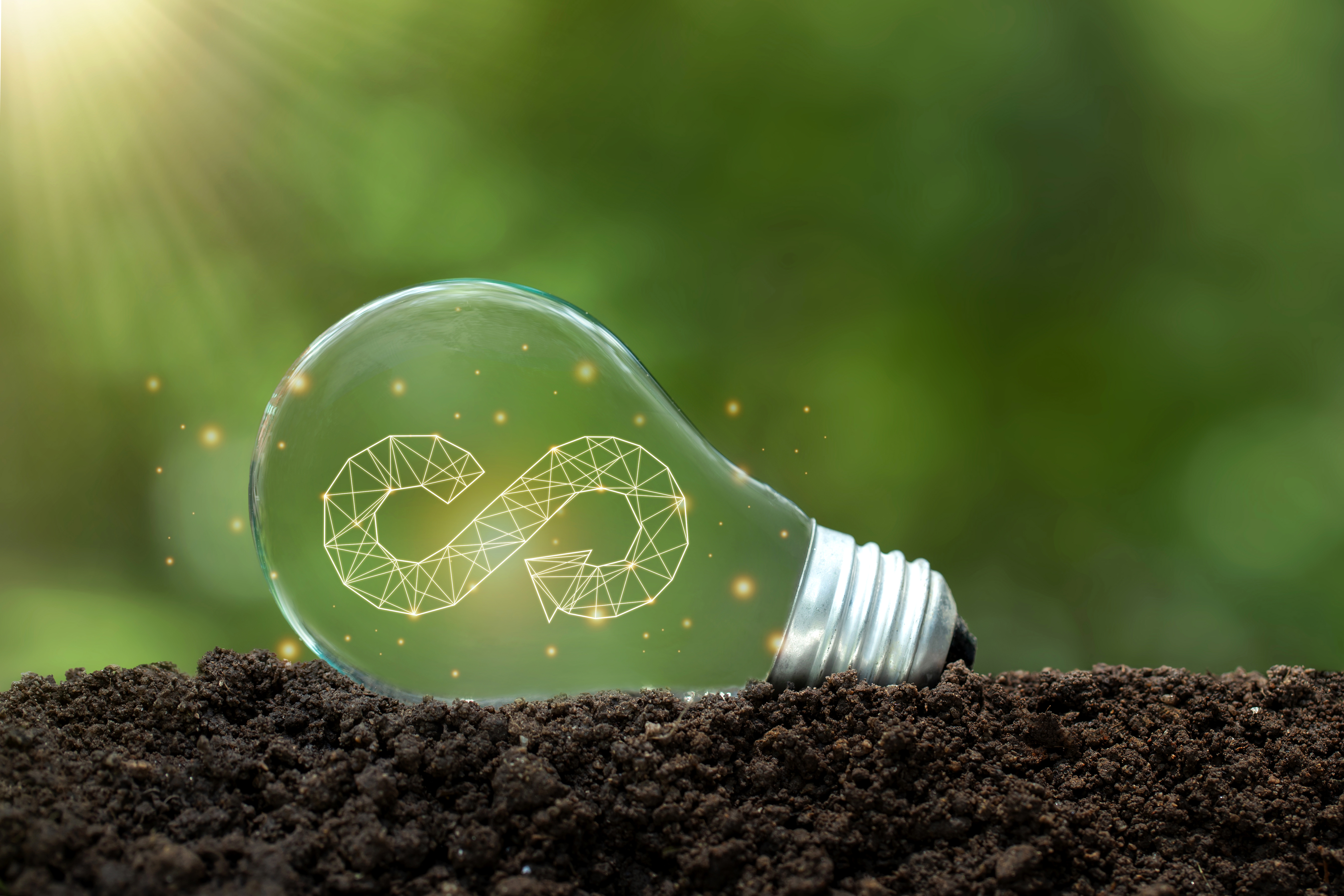 Glühlampe, die auf einer Erde liegt