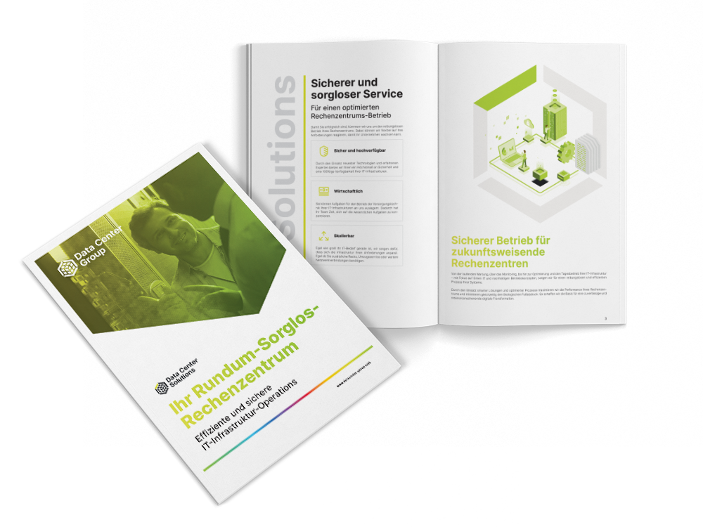 Cover der Data Center Group Solutions Broschüre